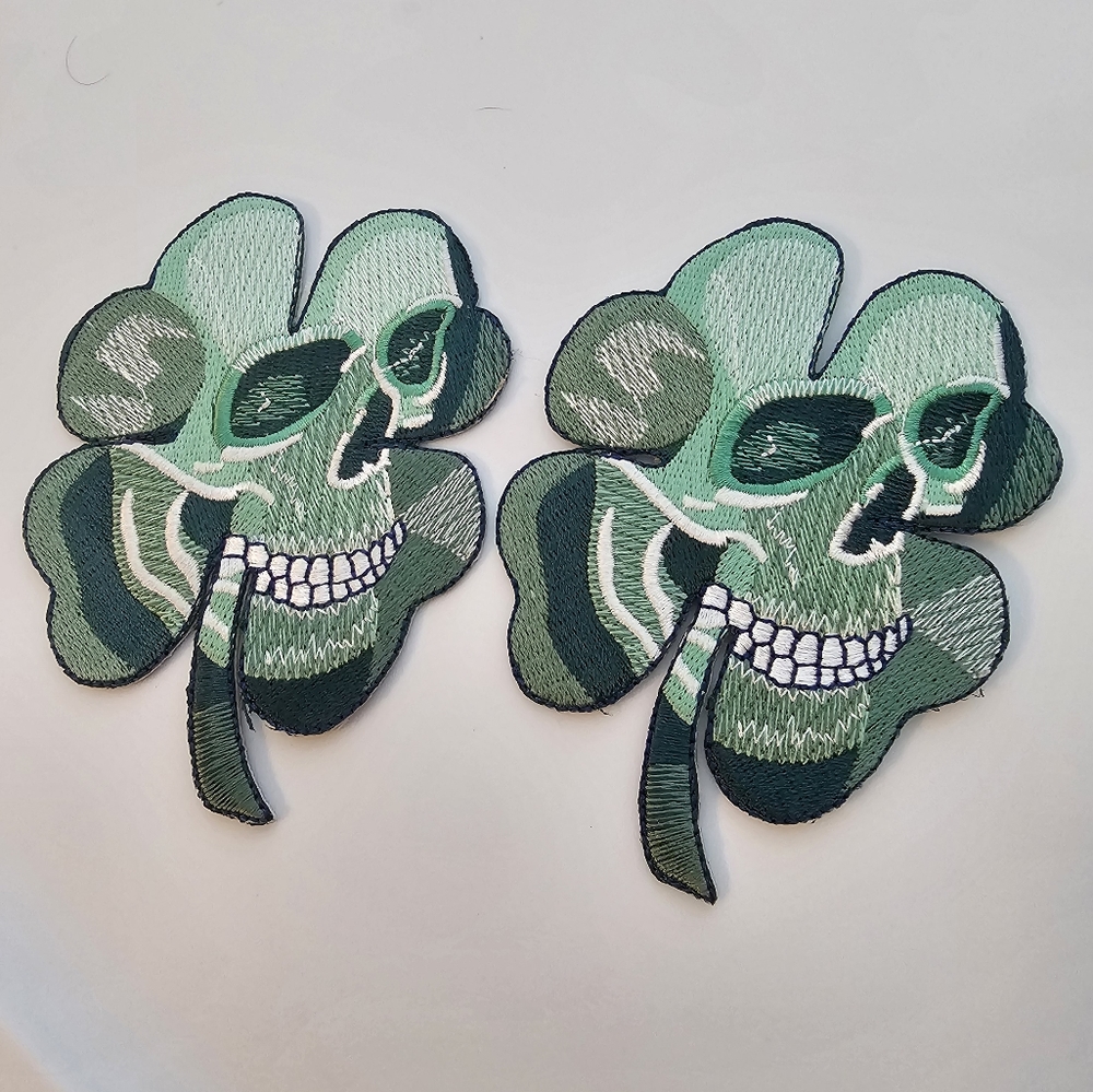Biker Skull Clover Patch